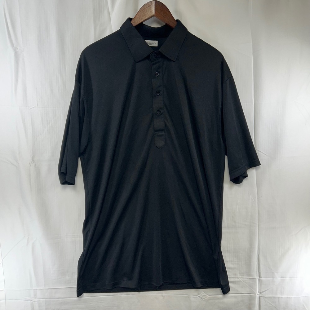 Collars & Co. Polo Shirt Mens 2XL (fit XL) Black Dress Collar Performance Luxury